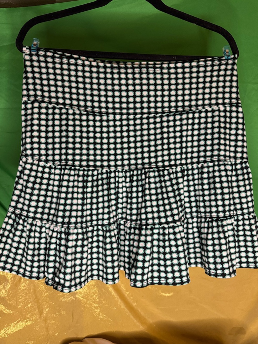 Max Studio Black and White Polka Dot Flounce Skirt